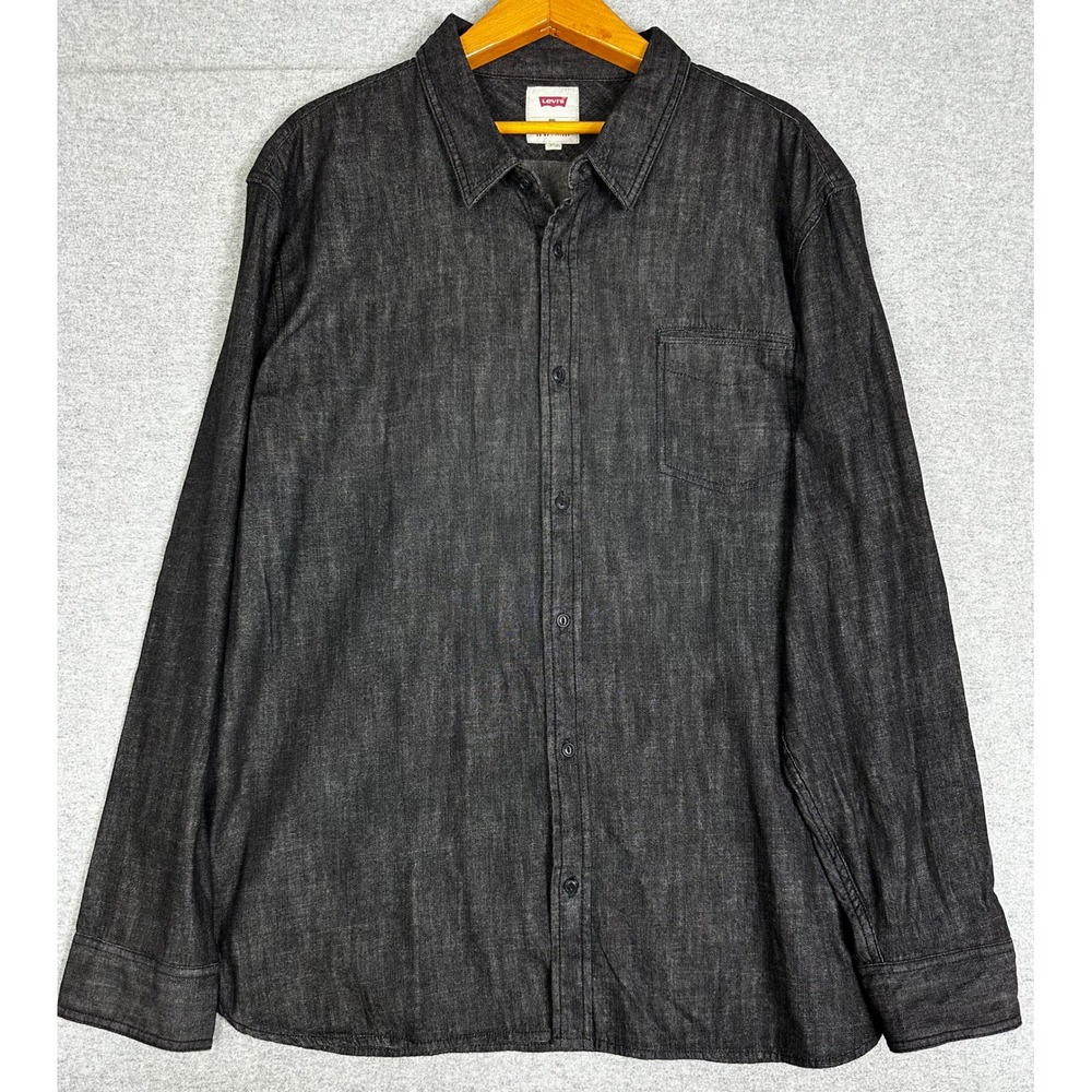NWT Levis Denim Shirt Mens 3XL Black Long Sleeve Button Down
